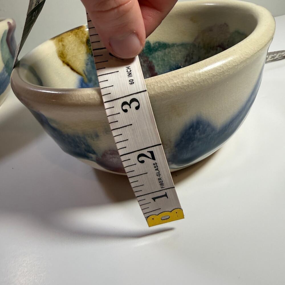 D.K. Clay Pottery of the Carolinas Artisan Studio Painted Pottery Bowls Set of 2 - Picture 9 of 10